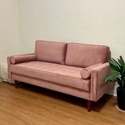 New 70in Pink Velvet Sofa