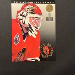 Ed Belfour Painted Warriors Blackhawks Leaf 6 1993