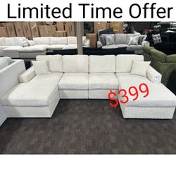 Corduroy Living Room U Shaped  Sectional Sofa With Double Chaise 