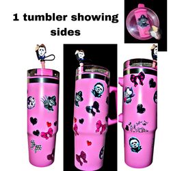 New Tumbler With Free Straw Topper One Tumbler Showing Sides