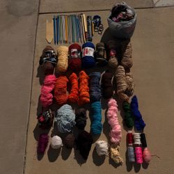Large Yarn and Knitting Supplies Lot