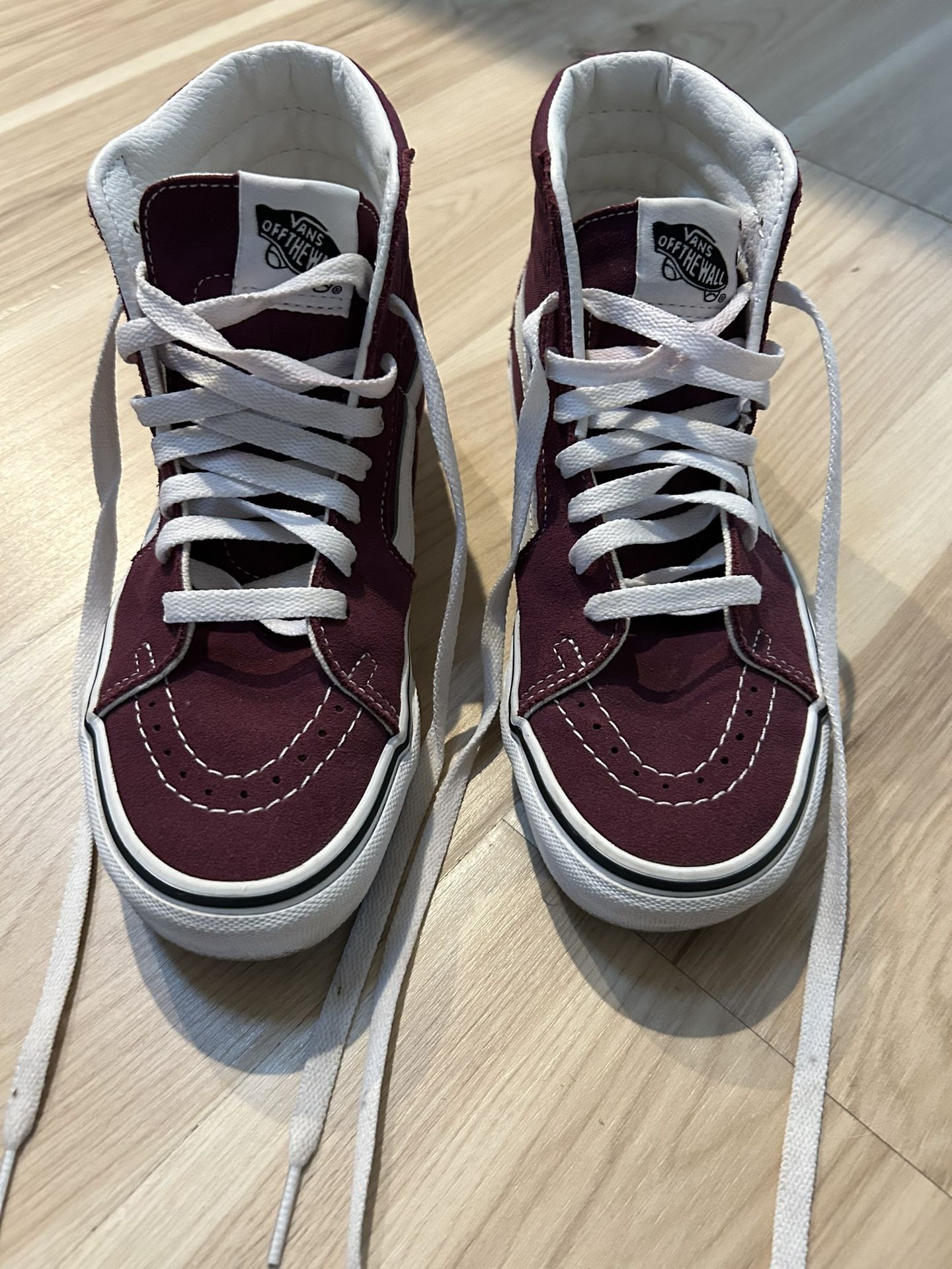 Vans SK8 Grape Wine/White High Top Skate Shoes - Size Women 7.5 Men 6