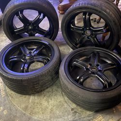 These are the real deal — TRD 19-inch rims, straight off my Lexus. Specs: 	•	Rims: 19” Toyota Racing Development (TRD) 	•	Tires mounted: 	•	(2) 225/40