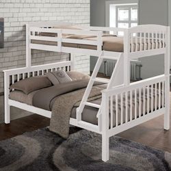 Brand New White Twin Over Full Bunk Bed 