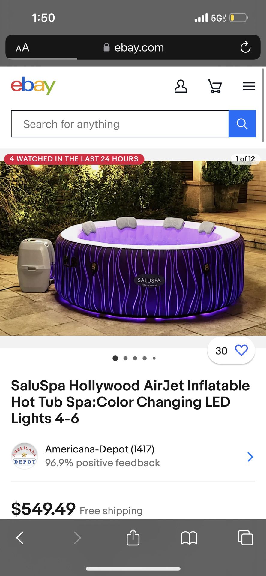 Hot Tub Jacuzzi (inflatable) Saluspa Brand