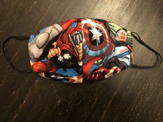 Marvel character washable cloth face mask, with filter pocket, nose bridge