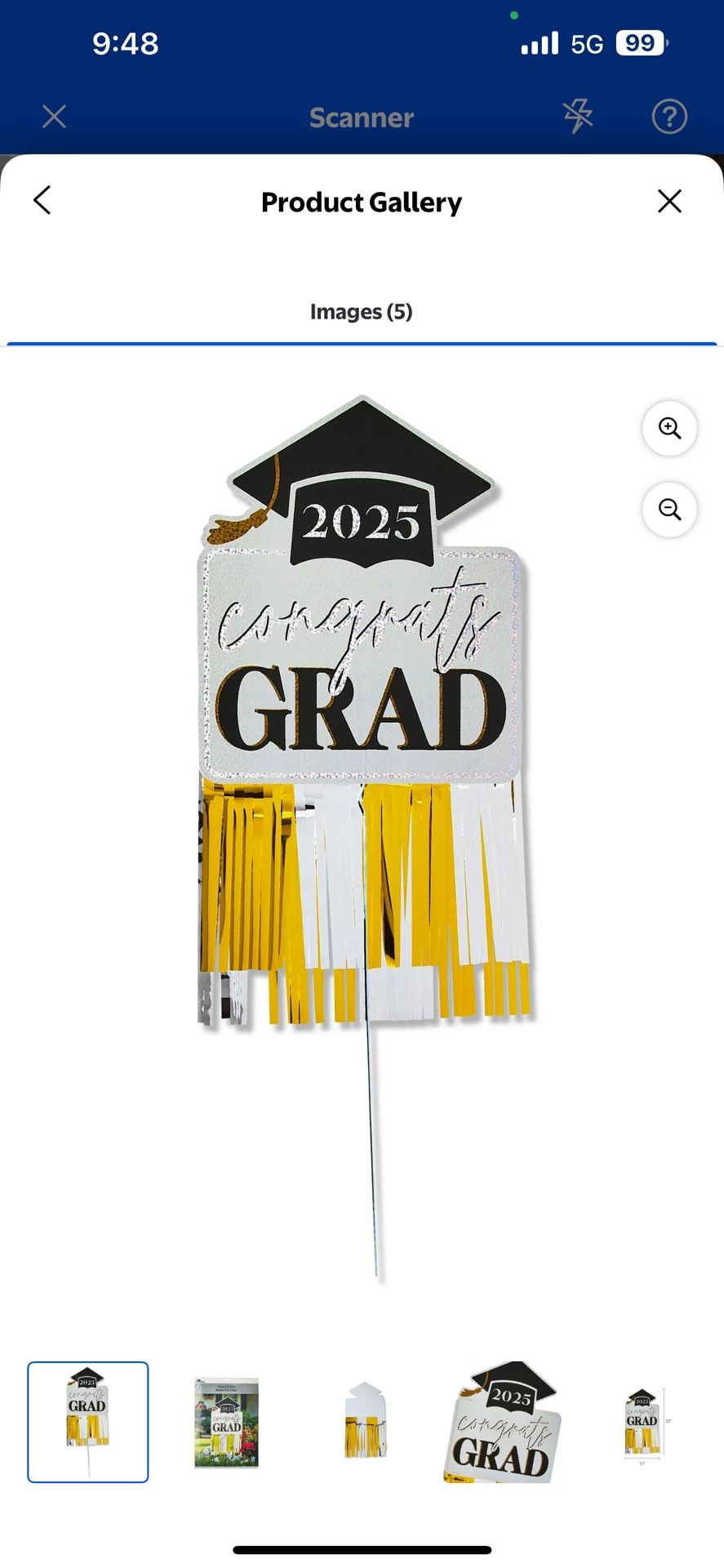 Graduation Black and White Congrats Grad Fringe Staked Yard Sign, 12" x 32", by Way To Celebrate
