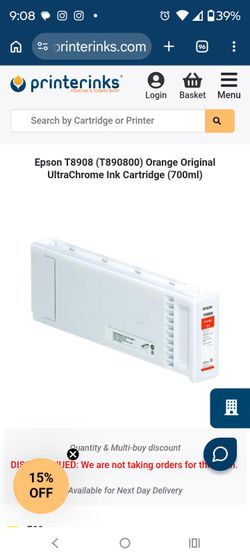 Epson T8908 (T890800) Orange Original UltraChrome Ink Cartridge (700ml)