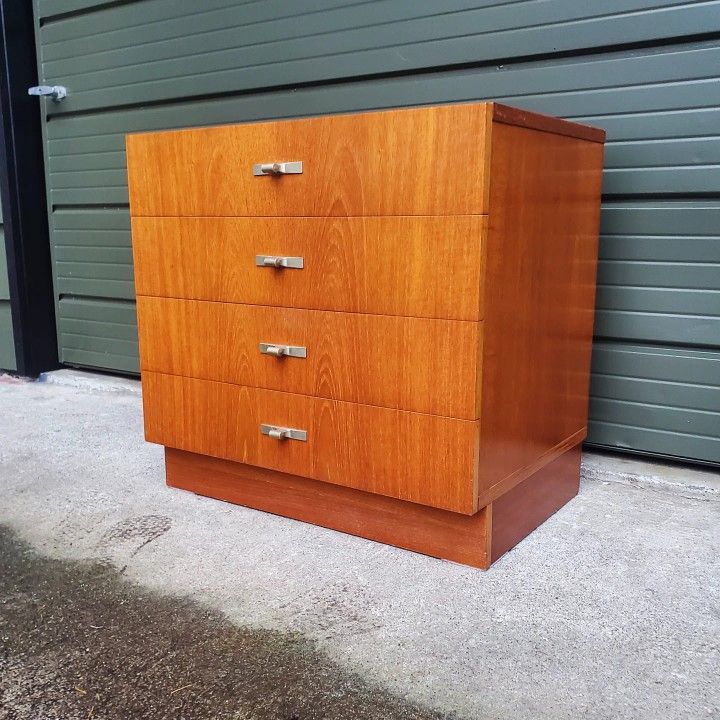 Mid Century Modern 4 Drawer Teak Nightstand Or Table Vintage 