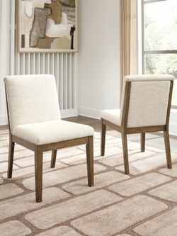 Marxmore Beige/Brown Dining UPH Side Chair (Set of 2) (Online Special Price)
