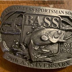 Vintage Solid Brass Bass Fish Belt Buckle 