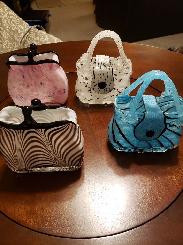 Solid glass decorative handbags