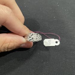 925 Silver Nugget Ring With Diamond Cut