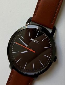 Fossil Watch Men’s Brown Leather Band Gunmetal Black