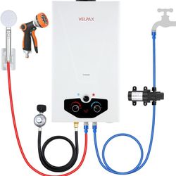 Tankless Water Heater Propane,3.18GPM 12L Outdoor Portable water heater,with 2 GPM Water Pump, Instant Propane water heater with Digital Display Multi