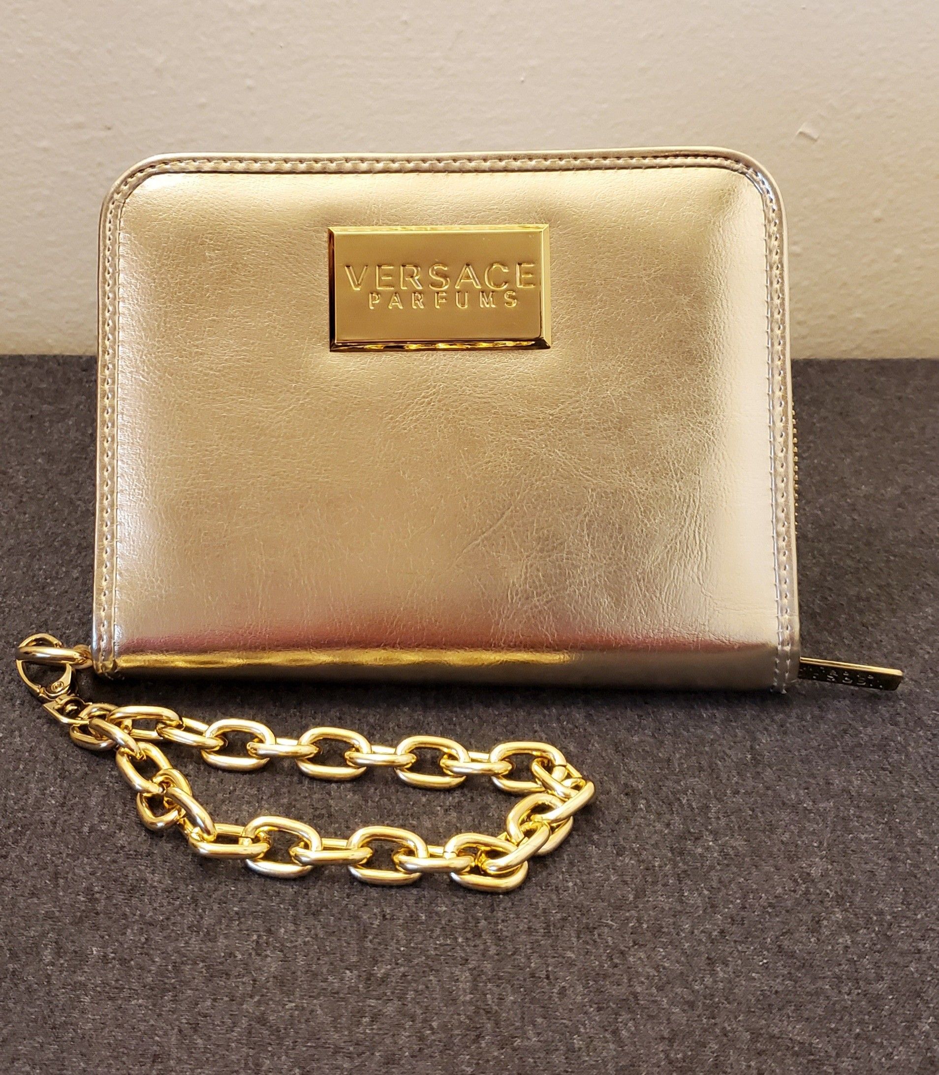 Versace Parfums Wristlet Gold Clutch