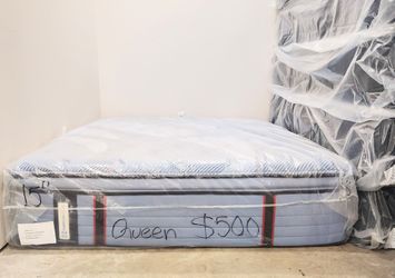 NUEVO, COLCHÓN QUEEN SIZE MARCA SEALY 15" DE GRUESO