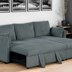 Brand New Dark Grey Adjustable Sectional Sofa Sleeper 