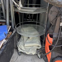 3 Glass Shelves On Wheels 