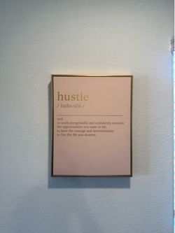 Blush Pink “Hustle” Framed Wall Art | Modern Office Decor