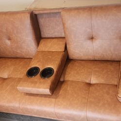 Brown Leather Couch 