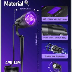 Brand new Halloween Black Light Spotlight Outdoor 12W IP65 Waterproof LED Spot Lights Landscape Lighting with 4.9ft US Plug for Glow Party Body Paint 