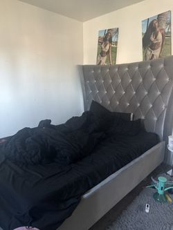 Queen Grey tufted Bed Frame