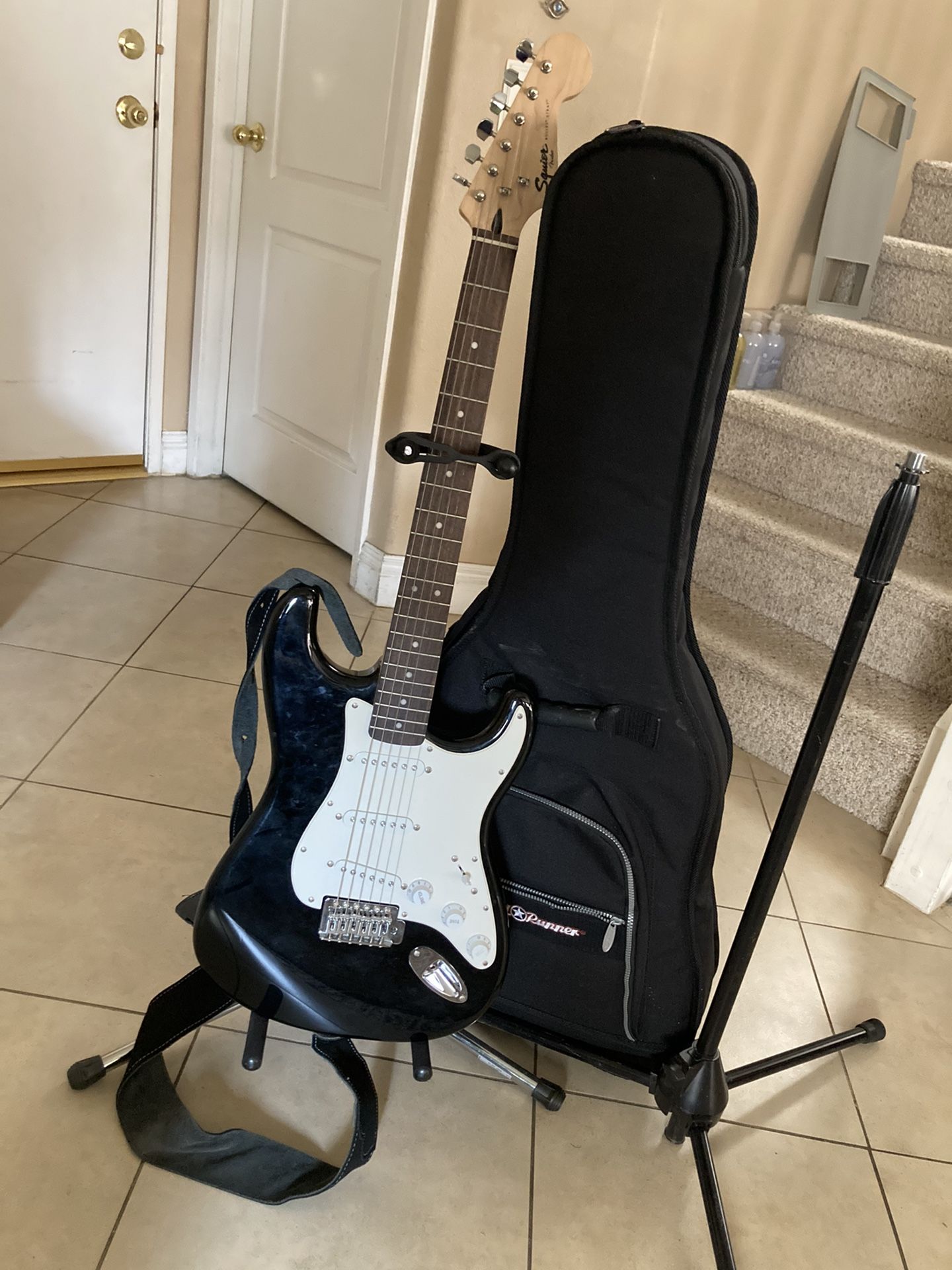 Guitar, Stand, Case, Mic Stand