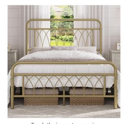 Bed Frame, Twin , Antique Gold 