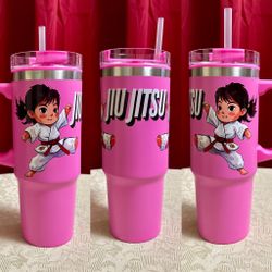 Jiujitsu Hot Pink Tumbler 30oz Cup 
