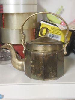 Vintage octagonal shaped brass teapot
