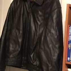 St John’s Bay Leather Jacket Medium HEAVY Excellent Condition 