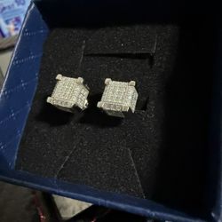 Moissanite 925 Sterling Silver Ice Cube 3D Earrings