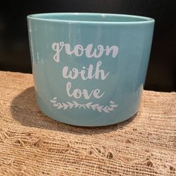 ceramic flower pot - “grown with love”