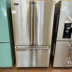 Viking French door refrigerator 36 inch wide counter depth with water and ice 