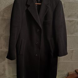 Men’s Black Full Length Overcoat - Cashmere Blend 