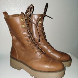 Michael Kors Women's Brown Zipper Combat Boots Size 9 M 