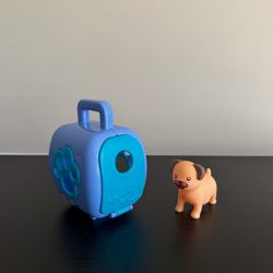 Toy Hub Pocket Pets Pug Puppy Dog Mini Pet Carrier Toy Series 1 Blue