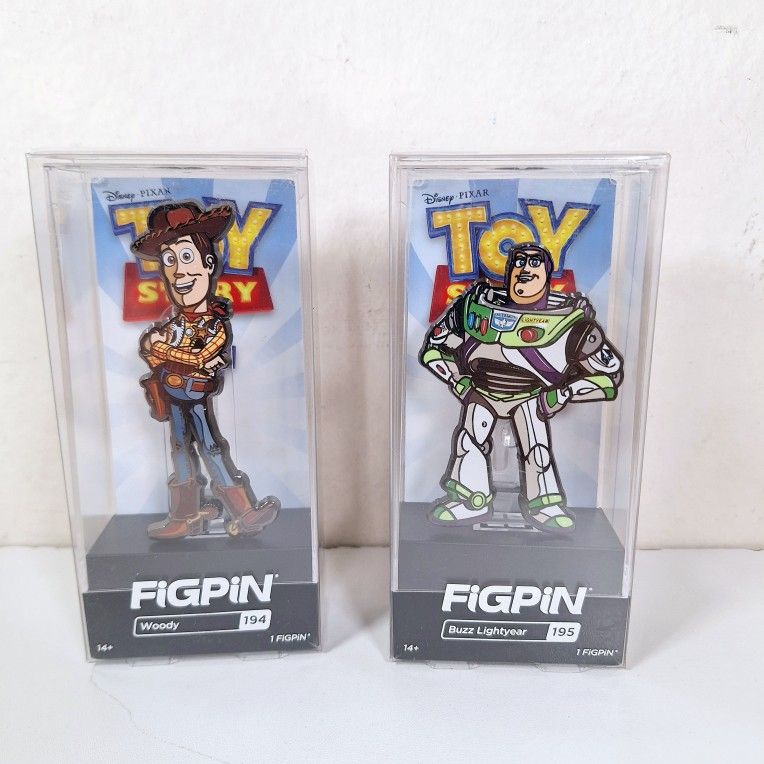 FigPin Disney Pixar Toy Story 4 : #194 Woody & #195 Buzz Lightyear Collectible Pins
