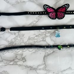 Necklace Black Chokers For Teens. Costume Or Fun Wear. Price Is For All 3. Handmade Vintage Y2k Chokers For Women/ Teens. 