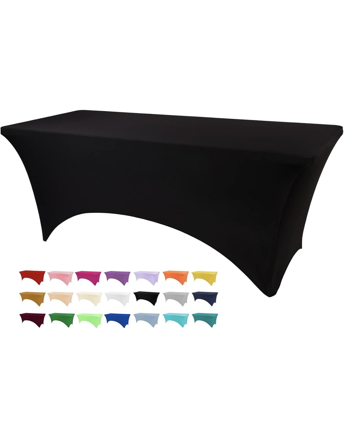 Fitted Tablecloth for Rectangular Tables, Tablecloths for Parties, Weddings, Banquets, and Festivals (Black, 6 Feet)