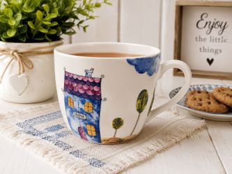 Create by Just Mugs House Mug Watercolor Cottage Home Scene England Design