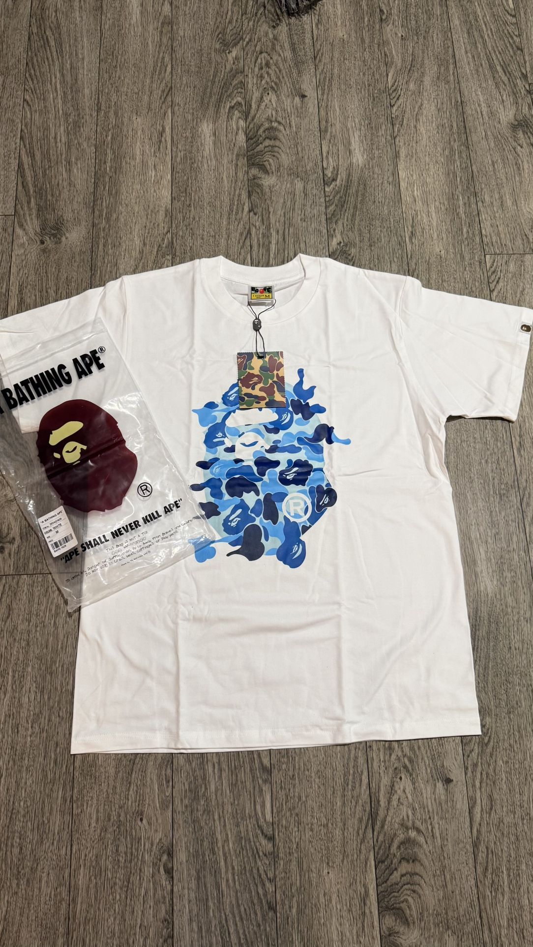 White And Blue Bape T Shirt Size Medium