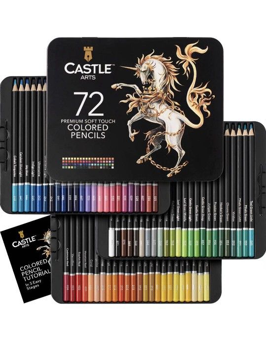 72 PREMIUM SOFT TOUCH COLORED PENCILS BY CASTLE ARTS