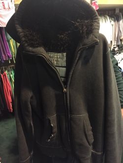 Mens large Abercrombie coat w fur