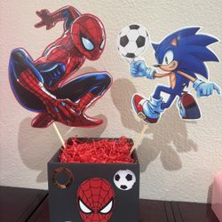 Sonic & Spiderman Birthday Party Centerpieces 