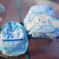 Cinnamoroll Backpack w/ Big Cute Face | Sanrio And Smaller Backpack 10.5"