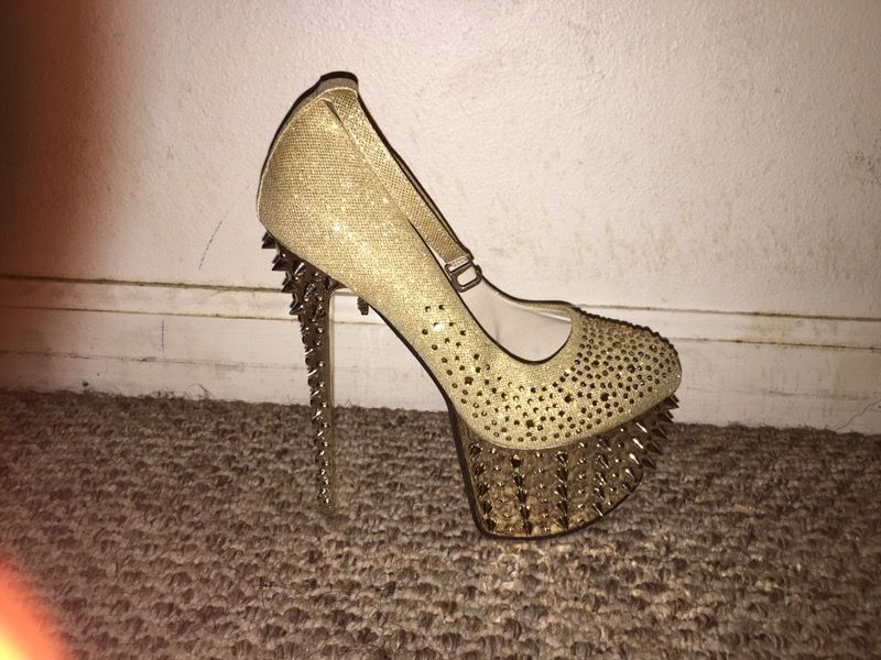 Gold Spike Heel