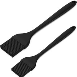 Silicone Pastry Brush for Cooking 2 Pieces - Rubber Basting Brush with Grid, Kitchen Brushes Utensils for Food Sauce Butter Oil BBQ Spreading