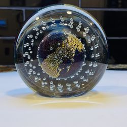 Rare And Vintage Robert Eickholt Dichroic Controlled Bubbles Paperweight  